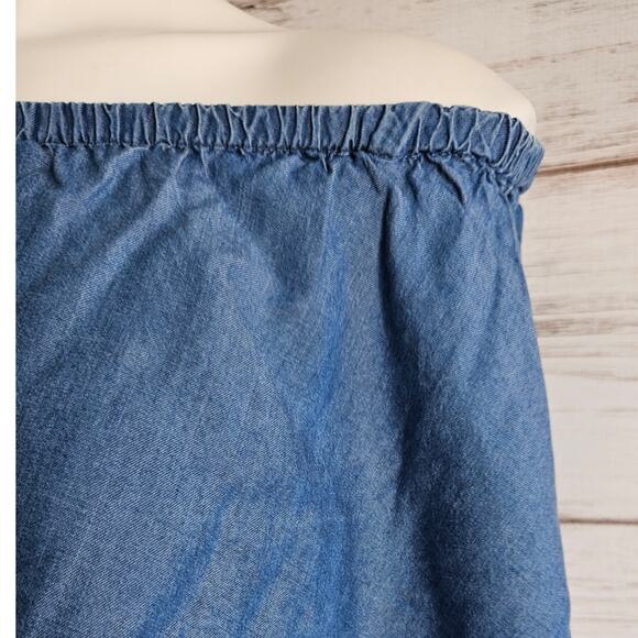 Old Navy Off the Shoulder Ruffle Chambray Dress sz Small - Picture 6 of 6